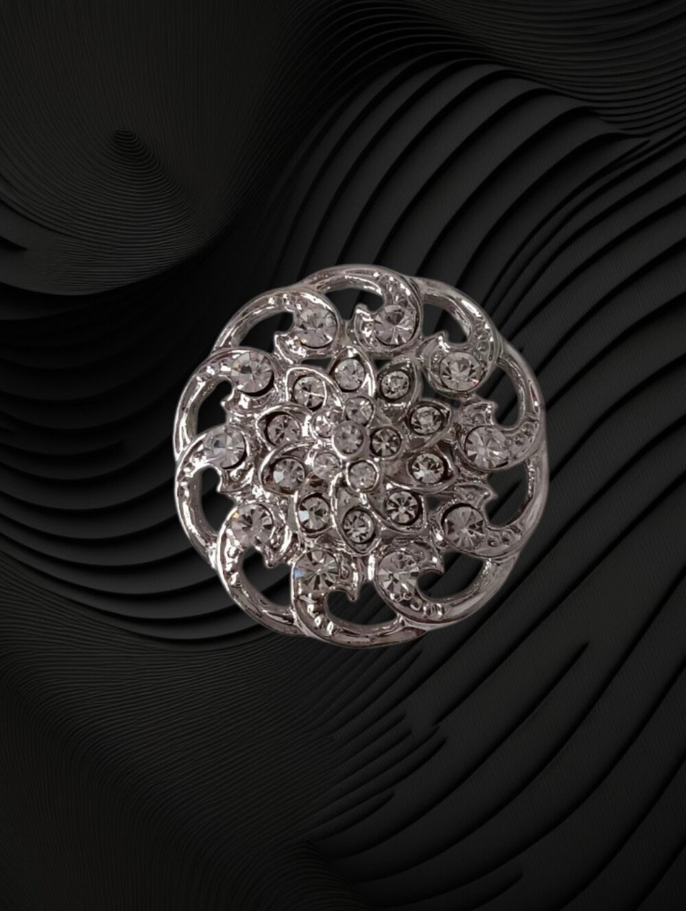 Silver Swirling Leaves Brooch Pin